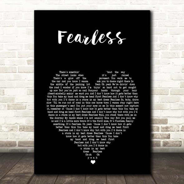 Taylor Swift Fearless Black Heart Song Lyric Print