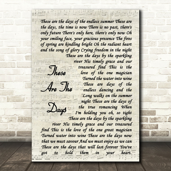Van Morrison These Are The Days Vintage Script Song Lyric Music Art Print