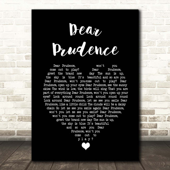 The Beatles Dear Prudence Black Heart Song Lyric Print