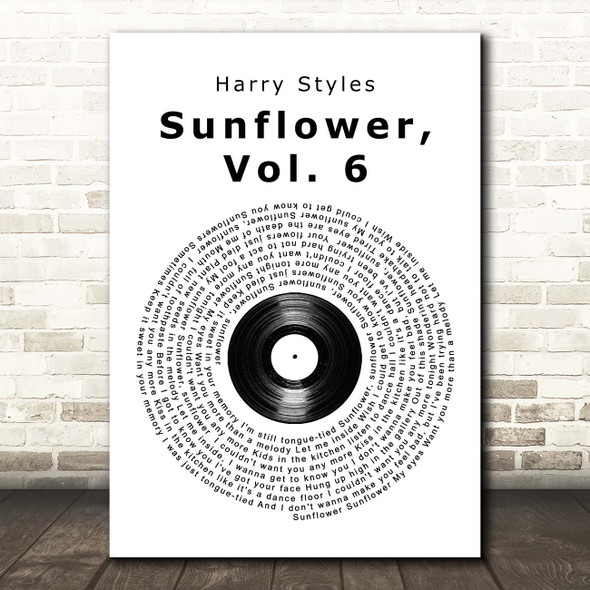 Harry Styles Sunflower, Vol. 6 Vinyl Record Song Lyric Print
