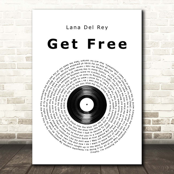 Lana Del Rey Get Free Vinyl Record Song Lyric Print