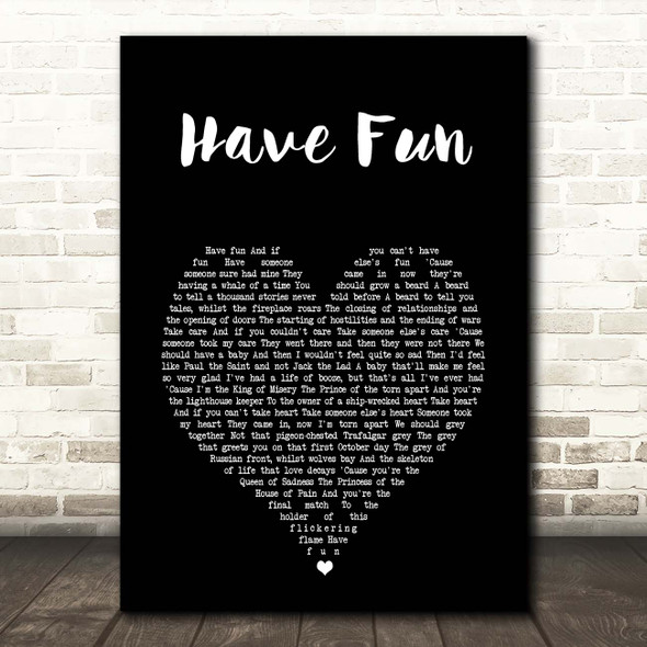 The Beautiful South Have Fun Black Heart Song Lyric Print