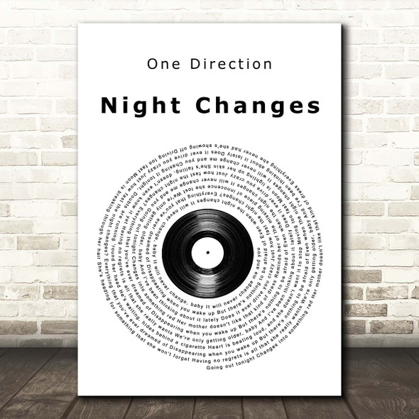 One Direction Night Changes Vinyl Record Song Lyric Print