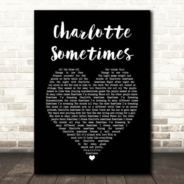 The Cure Charlotte Sometimes Black Heart Song Lyric Print