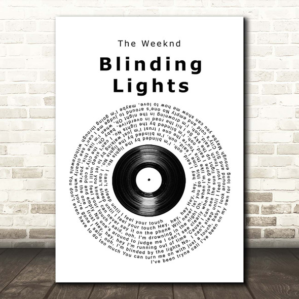 The Weeknd Blinding Lights Vinyl Record Song Lyric Print