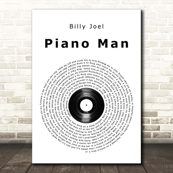 Billy Joel Piano Man Vinyl Record Song Lyric Print