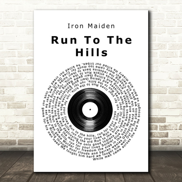 Iron Maiden Run To The Hills Vinyl Record Song Lyric Wall Art Print