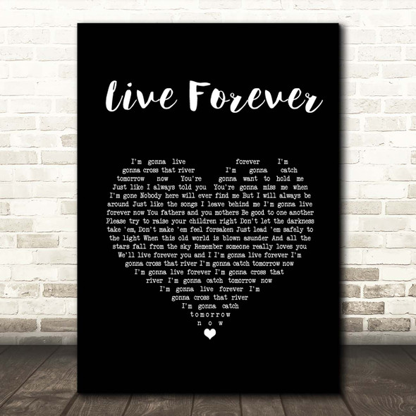 The Highwaymen Live Forever Black Heart Song Lyric Print