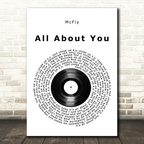 McFly All About You Vinyl Record Song Lyric Wall Art Print