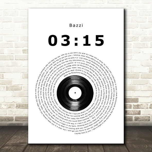 Bazzi 03 15 Vinyl Record Song Lyric Wall Art Print