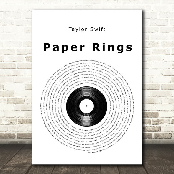 Taylor Swift Paper Rings Vinyl Record Song Lyric Wall Art Print
