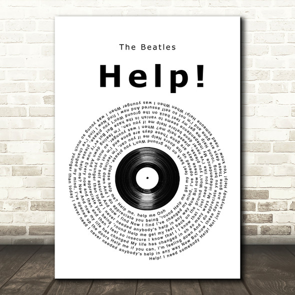 The Beatles Help! Vinyl Record Song Lyric Wall Art Print