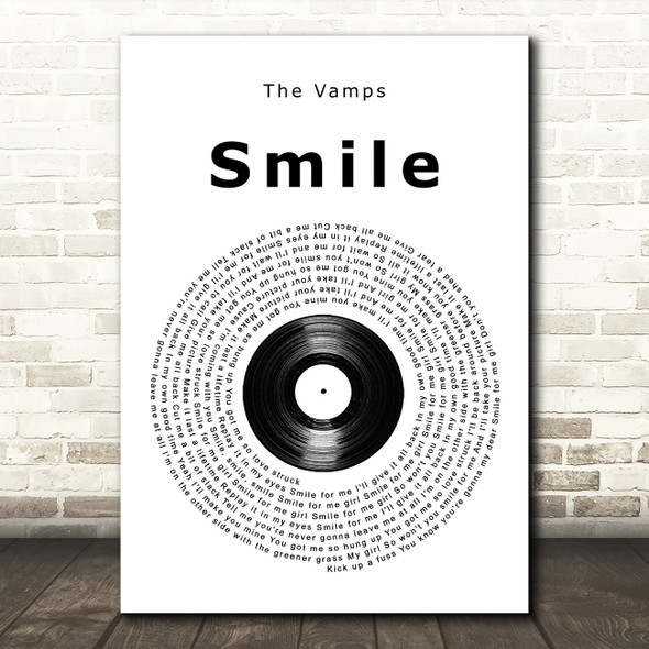 The Vamps Smile Vinyl Record Song Lyric Wall Art Print