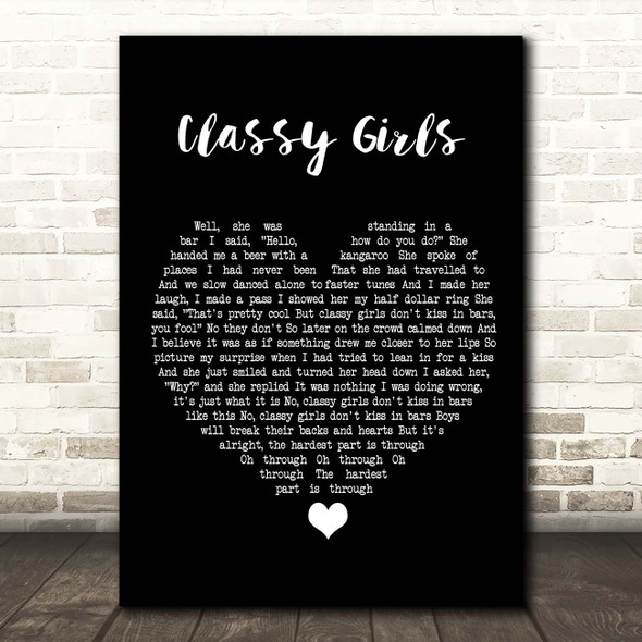 The Lumineers Classy Girls Black Heart Song Lyric Print