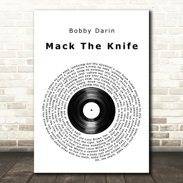 Bobby Darin Mack The Knife Vinyl Record Song Lyric Quote Music Print