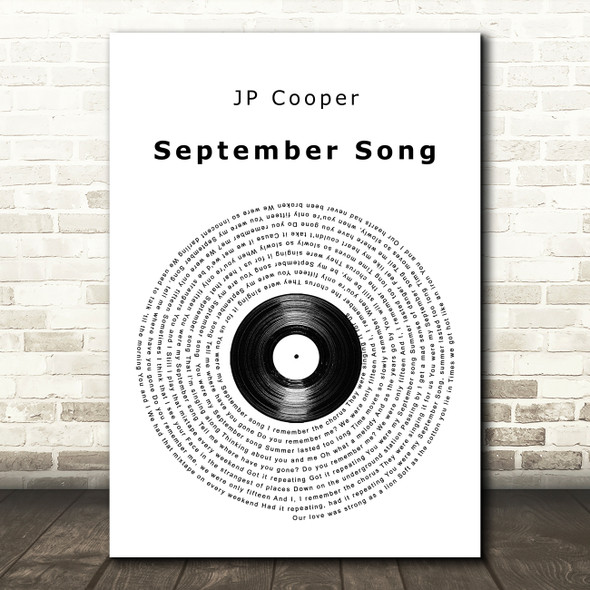 JP Cooper September Song Vinyl Record Song Lyric Quote Music Print
