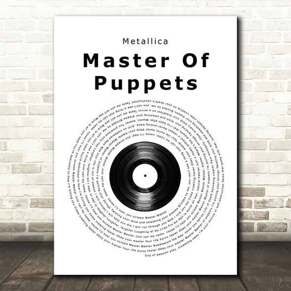 Metallica Master Of Puppets Vinyl Record Song Lyric Quote Music Print