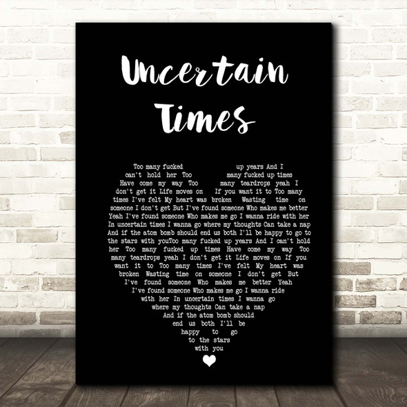 The Raveonettes Uncertain Times Black Heart Song Lyric Print