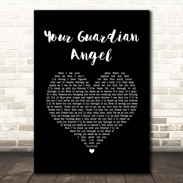 The Red Jumpsuit Apparatus Your Guardian Angel Black Heart Song Lyric Print