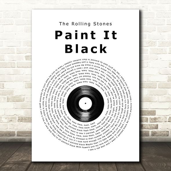 The Rolling Stones Paint It, Black Vinyl Record Song Lyric Quote Music Print