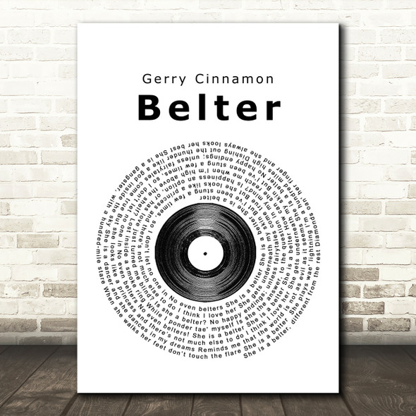 Gerry Cinnamon Belter Vinyl Record Song Lyric Quote Print