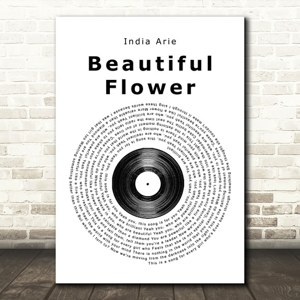 India Arie Beautiful Flower Vinyl Record Song Lyric Quote Print