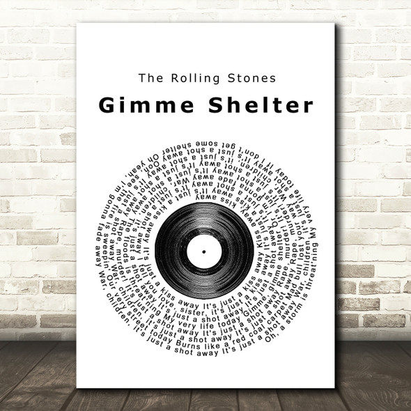The Rolling Stones Gimme Shelter Vinyl Record Song Lyric Quote Print