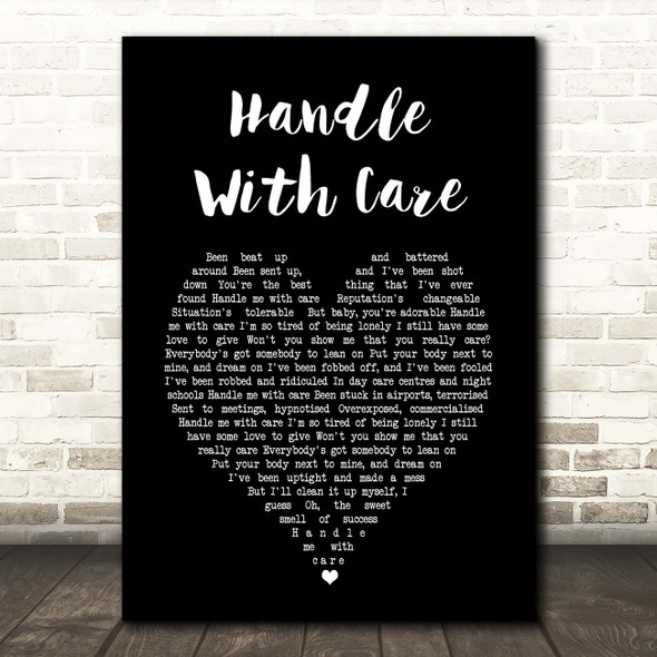 The Traveling Wilburys Handle With Care Black Heart Song Lyric Print