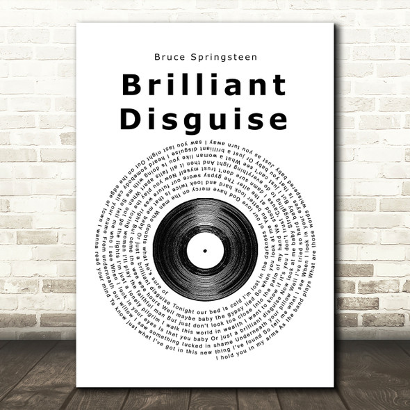 Bruce Springsteen Brilliant Disguise Vinyl Record Song Lyric Quote Print