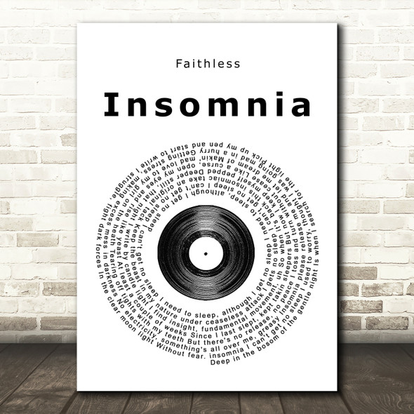 Faithless Insomnia Vinyl Record Song Lyric Quote Print