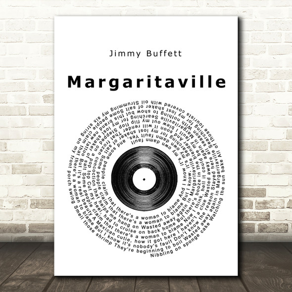 Jimmy Buffett Margaritaville Vinyl Record Song Lyric Quote Print