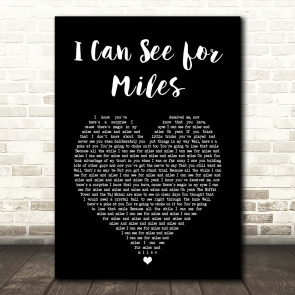 The Who I Can See for Miles Black Heart Song Lyric Print