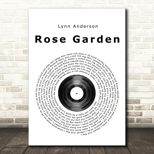 Lynn Anderson Rose Garden Vinyl Record Song Lyric Quote Print