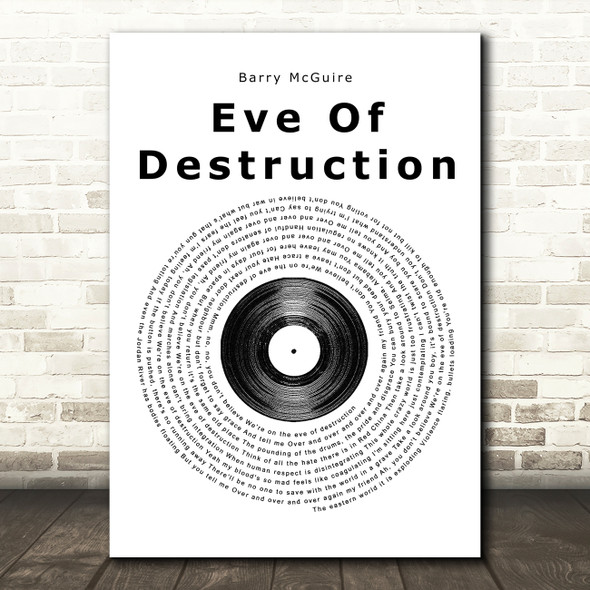 Barry McGuire Eve Of Destruction Vinyl Record Song Lyric Print