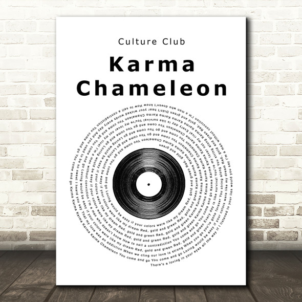 Culture Club Karma Chameleon Vinyl Record Song Lyric Print
