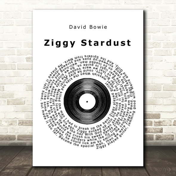 David Bowie Ziggy Stardust Vinyl Record Song Lyric Print