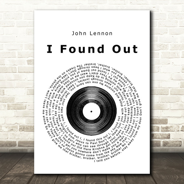 John Lennon I Found Out Vinyl Record Song Lyric Print