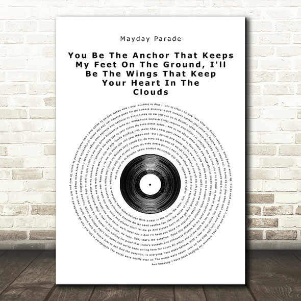 Mayday Parade You Be The Anchor That Keeps My Feet On The Ground Vinyl Record Song Lyric Print