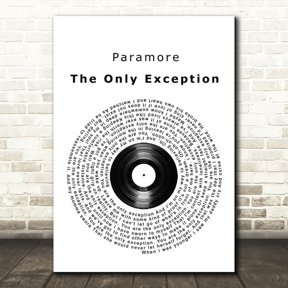 Paramore The Only Exception Vinyl Record Song Lyric Print