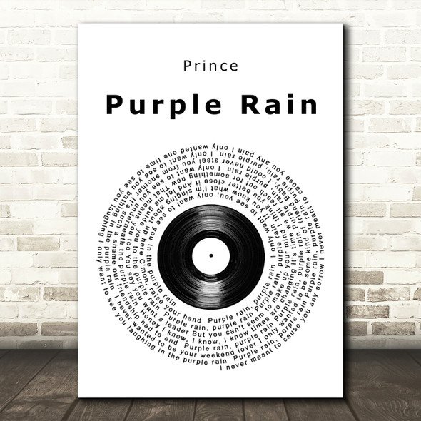 Prince Purple Rain Vinyl Record Song Lyric Quote Print