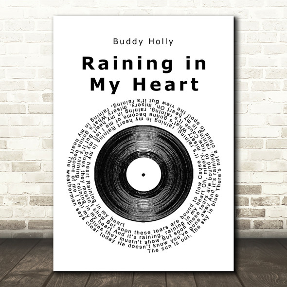 Buddy Holly Raining in My Heart Vinyl Record Song Lyric Print