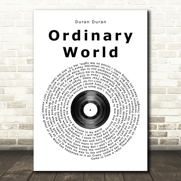 Duran Duran Ordinary World Vinyl Record Song Lyric Print