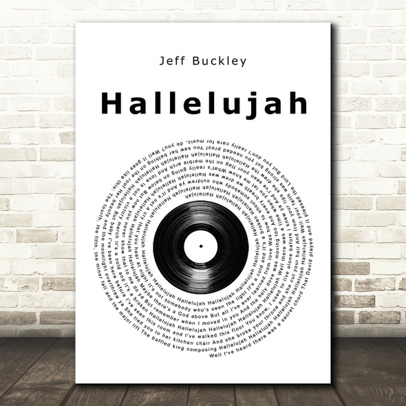 Jeff Buckley Hallelujah Vinyl Record Song Lyric Print