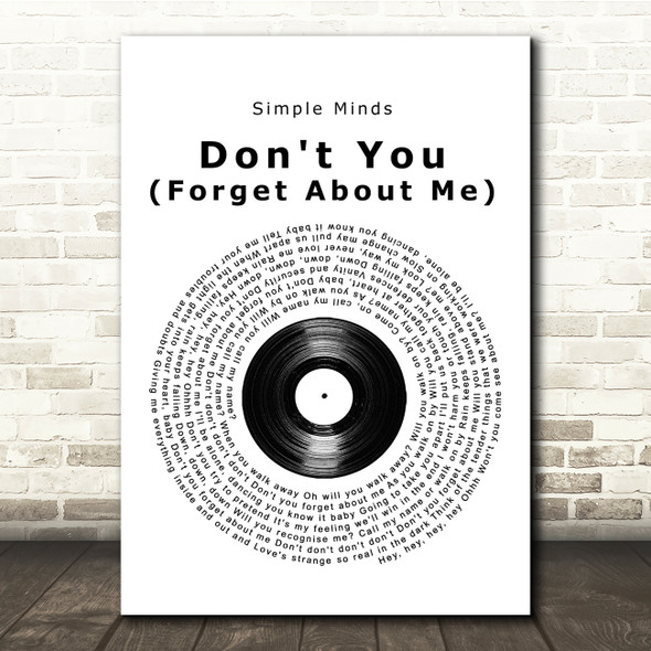 Simple Minds Don't You (Forget About Me) Vinyl Record Song Lyric Print