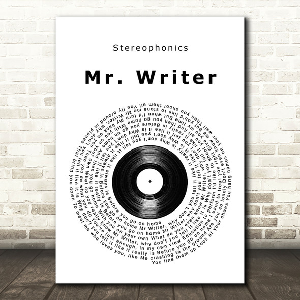 Stereophonics Mr. Writer Vinyl Record Song Lyric Print