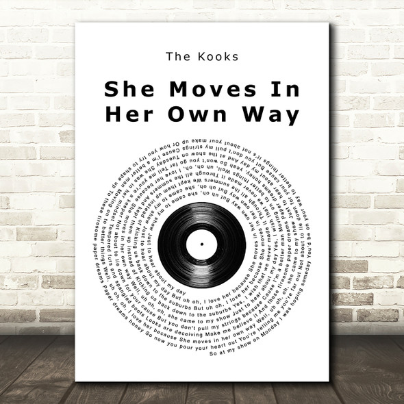 The Kooks She Moves In Her Own Way Vinyl Record Song Lyric Print