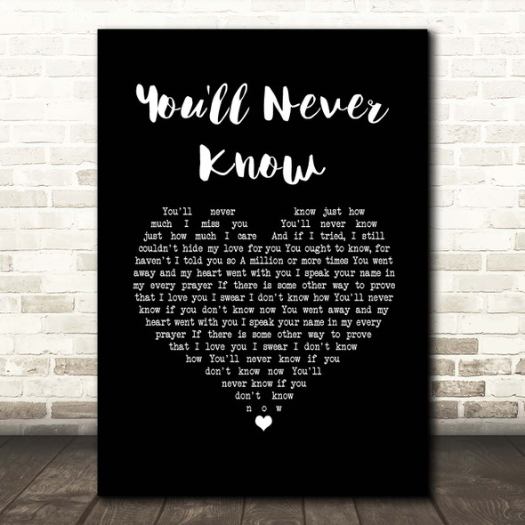 Vera Lynn You'll Never Know Black Heart Song Lyric Print