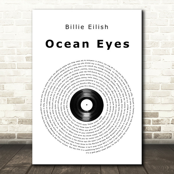 Billie Eilish Ocean Eyes Vinyl Record Song Lyric Music Art Print