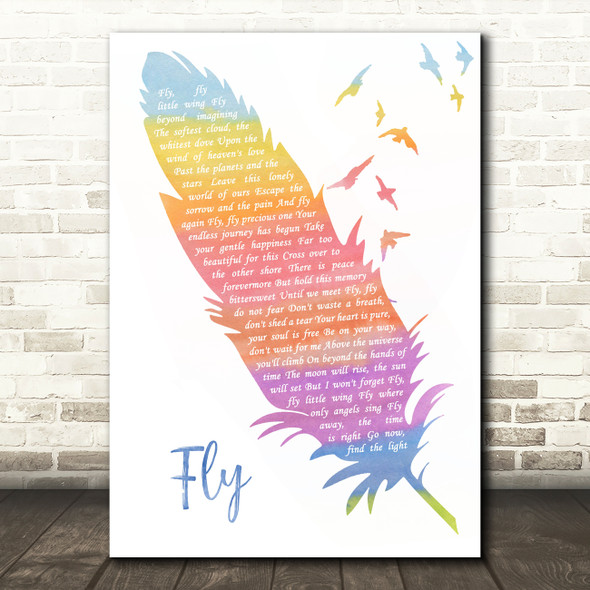Céline dion Fly Watercolour Feather & Birds Song Lyric Quote Music Print