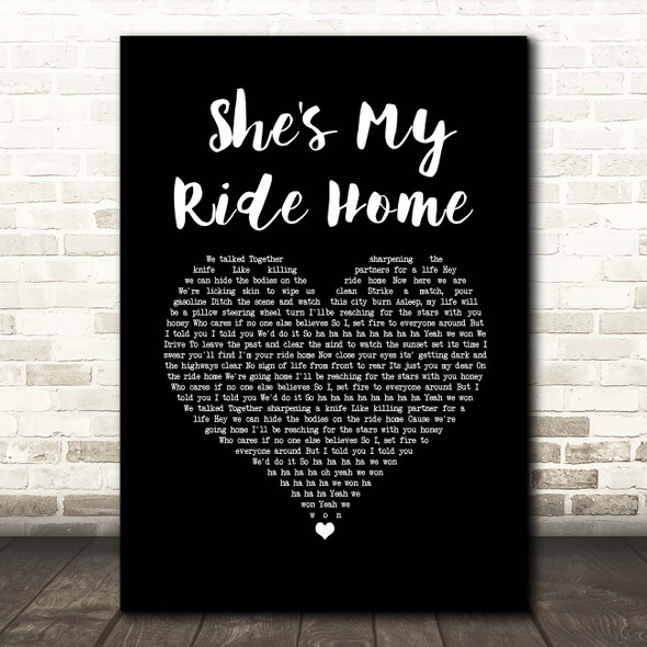 Blue October She's My Ride Home Black Heart Song Lyric Print